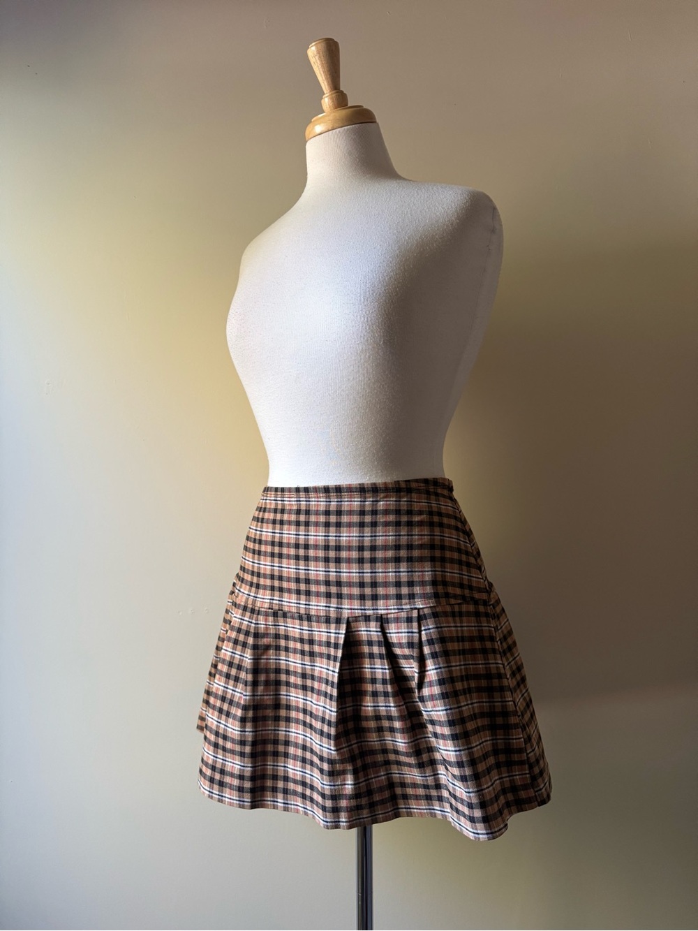 Vintage Seduction Plaid Pleated Mini Skirt L Made in Canada Y2K Prep